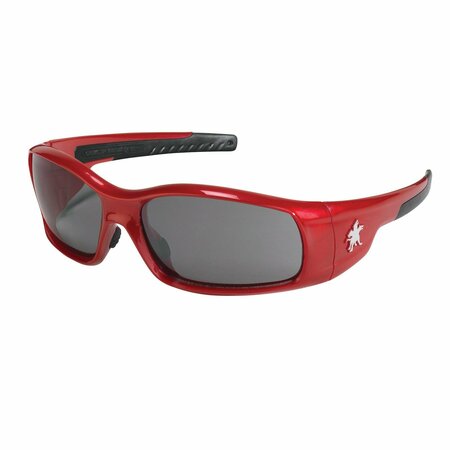 MCR SAFETY Glasses, Swagger SR1 Red Frame, Gray AF, 12PK SR132AF